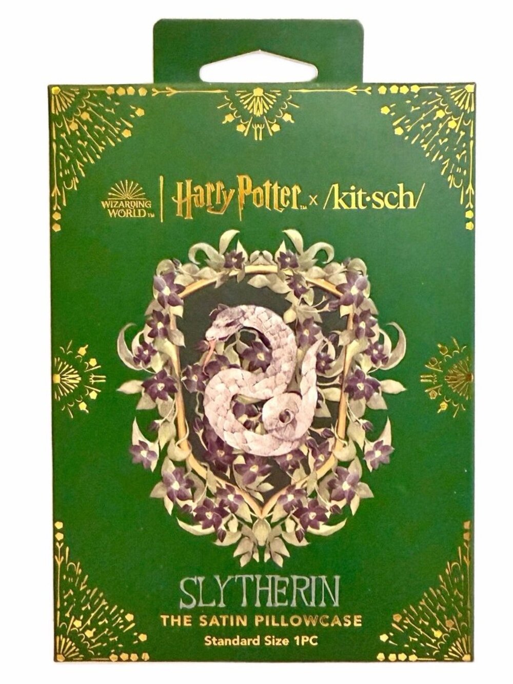 Kitsch x Harry Potter Slytherin Satin Zipper Pillowcase Standard/Queen New